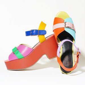 Charlotte Stone Raf Solimar Chunky Platform Open Toe Colorful Size 8 SOLD OUT